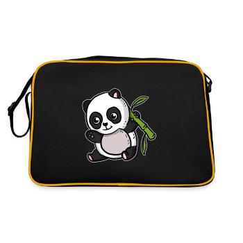 Mignon Kawaii Panda Ours - Sac Retro - noir/or - Dos