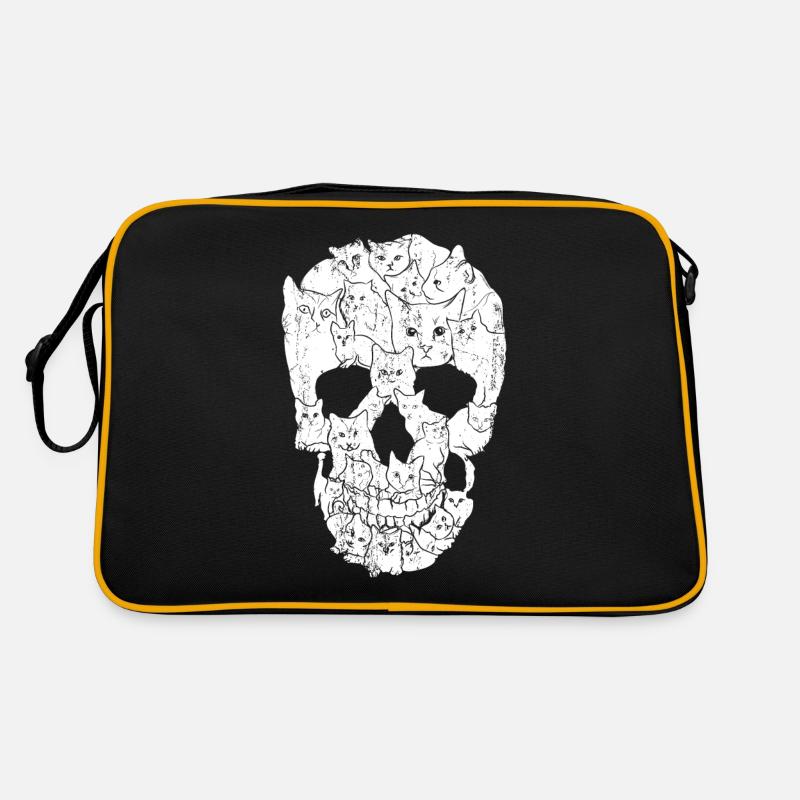 skull cat cat adotpter shirt - Retro Bag - black/gold