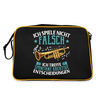 Lustiger Spruch Trompete Trompeter Bigband Musiker - Retro Tasche - Schwarz/Gold - Hinten