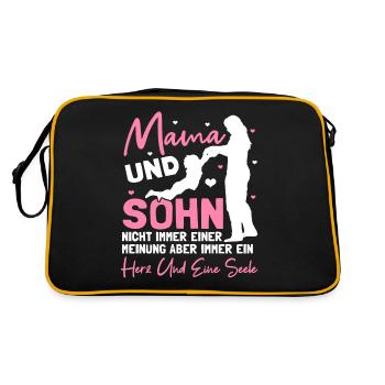 Lustig Mama und Sohn Partnerlook Spruch Geschenk - Retro Tasche - Schwarz/Gold - Hinten
