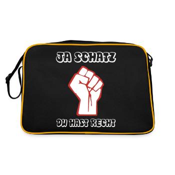 Ja Schatz du hast Recht - und ich hab meine Ruhe - Retro Tasche - Schwarz/Gold - Hinten