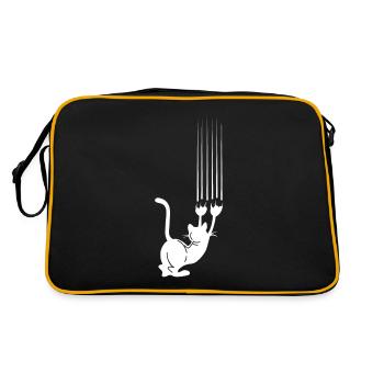 Climbing Cat with Scratch Marks Design - Retro Bag - black/gold - Back