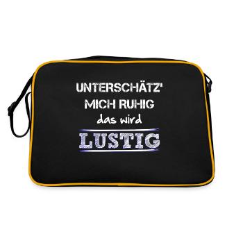 Unterschaetz mich ruhig das wird lustig und wie! - Retro Tasche - Schwarz/Gold - Hinten