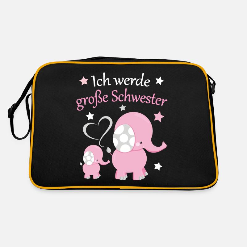 Ich werde Große Schwester Geschenk Für Mädchen - Retro Tasche - Schwarz/Gold