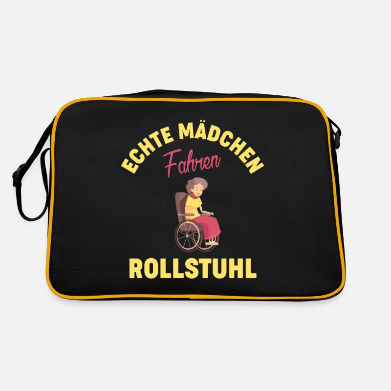 ECHTE MÄDCHEN FAHREN ROLLSTUHL - Retro Tasche - Schwarz/Gold