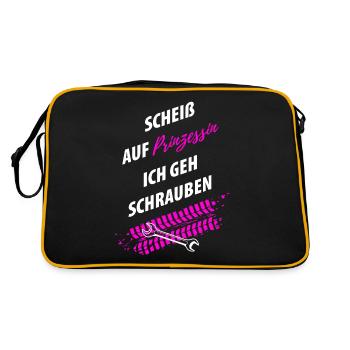 Tuning Tuner Schrauber girl - Retro Tasche - Schwarz/Gold - Hinten
