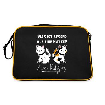 Two funny cats couple gift for cat owners - Retro Bag - black/gold - Back