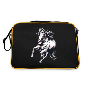 Watercolor horse graphic horses riding love - Retro Bag - black/gold - Back