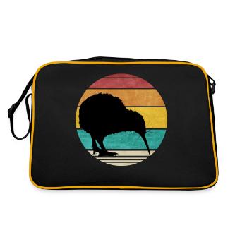 Retro Kiwi New Zealand Vintage New Zealand Travel - Sac Retro - noir/or - Dos