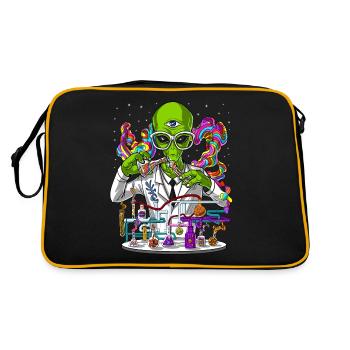 Alien Psychedelic Scientist - Retro Tasche - Schwarz/Gold - Hinten