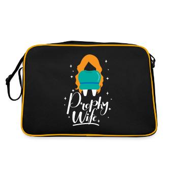 Zahnarzt stupst Zahnmedizinische Frau sagt Zahnmed - Retro Tasche - Schwarz/Gold - Hinten