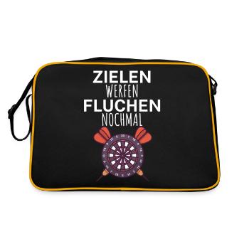 Zielen werfen fluchen nochmal - Retro Tasche - Schwarz/Gold - Hinten