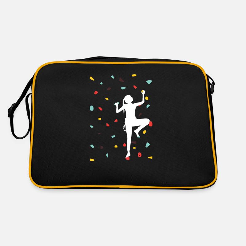 Klettern - Bouldern Boulder Frauen Mädchen - Retro Tasche - Schwarz/Gold