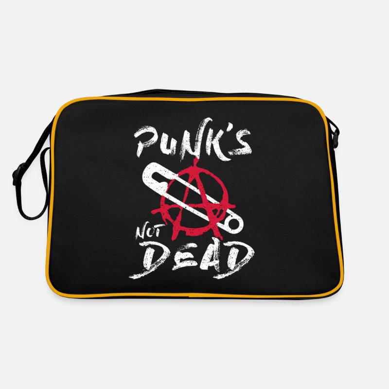 Punk & Punk Rock, Punks Not Dead Punker Geschenk - Retro Tasche - Schwarz/Gold