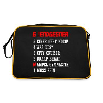 Endgegner Motorrad Fahren Motorradfahrer Geschenk - Retro Tasche - Schwarz/Gold - Hinten