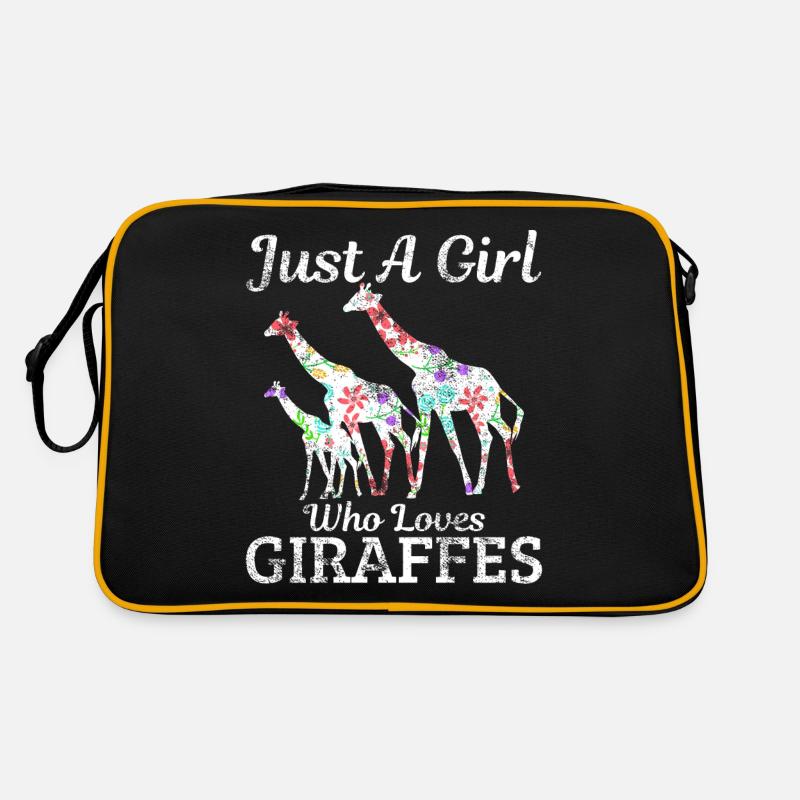 Giraffen Giraffe - Retro Tasche - Schwarz/Gold