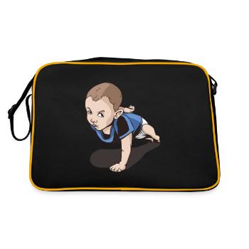 Baby macht einarmige Push-Ups Liegestützen - Retro Tasche - Schwarz/Gold - Hinten