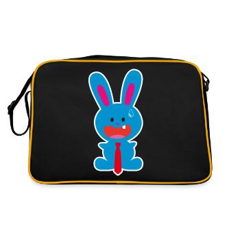 Un lapin de bureau bleu dent avec une cravate paniquée - Sac Retro - noir/or - Dos
