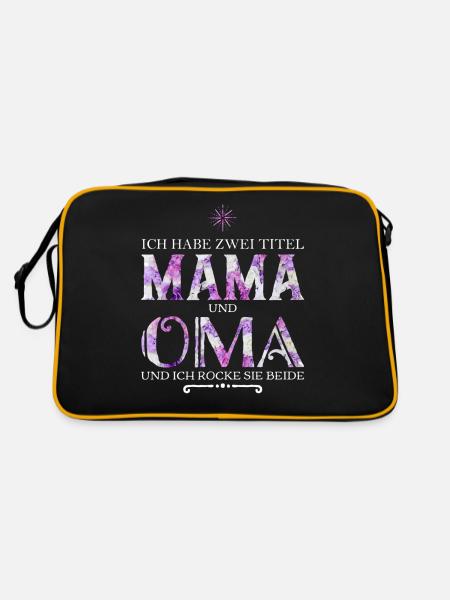 Ich habe zwei Titel Mama und Oma - Retro Tasche - Schwarz/Gold - Hinten
