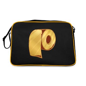 Goldenes Toilettenpapier Klopapier Rolle Heilig - Retro Tasche - Schwarz/Gold - Hinten