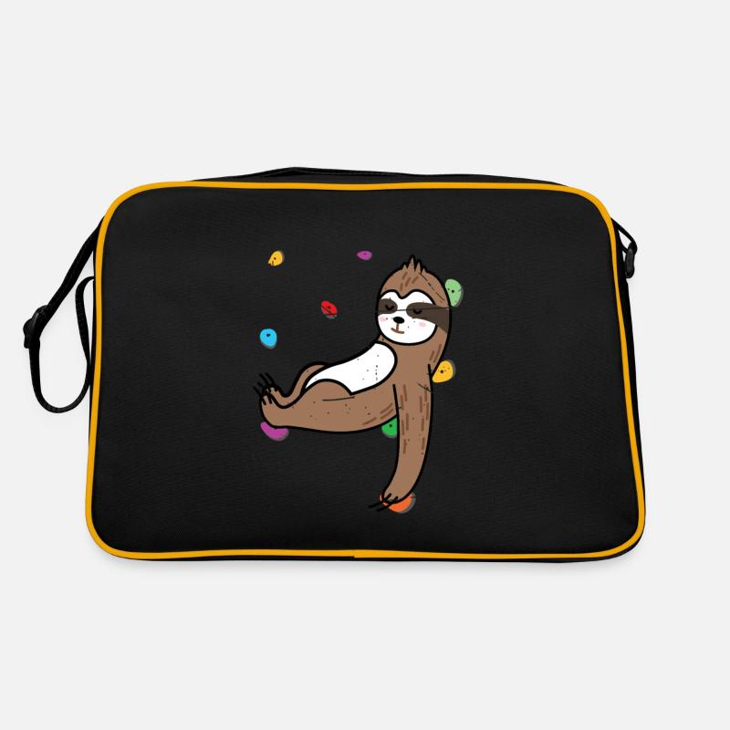 Klettern Bergsteiger Faultier - Retro Tasche - Schwarz/Gold