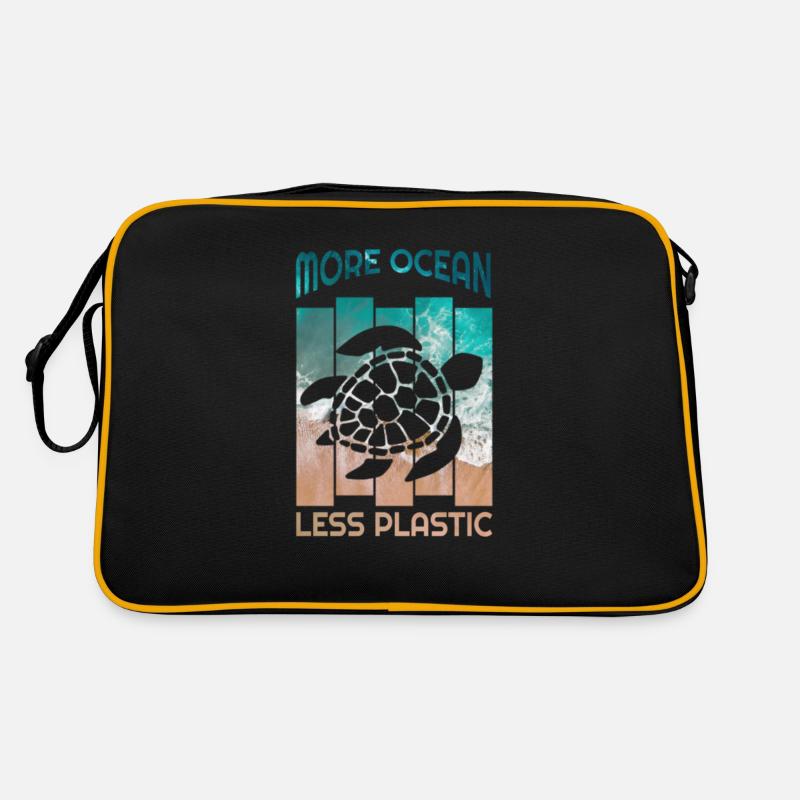 More Ocean Less Plastic Sea Turtle Protection Retro Bag