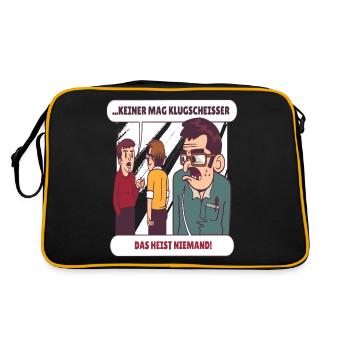 Niemand mag Klugscheisser - Retro Tasche - Schwarz/Gold - Hinten
