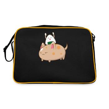 Onigiri monte un chat - Sac Retro - noir/or - Dos