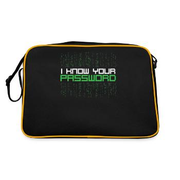 Ich kenne Ihr Passwort-Hacker-Zitat - Retro Tasche - Schwarz/Gold - Hinten