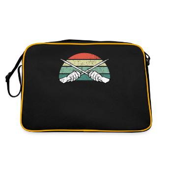 Schlagzeug Schlagzeuger - Retro Tasche - Schwarz/Gold - Hinten