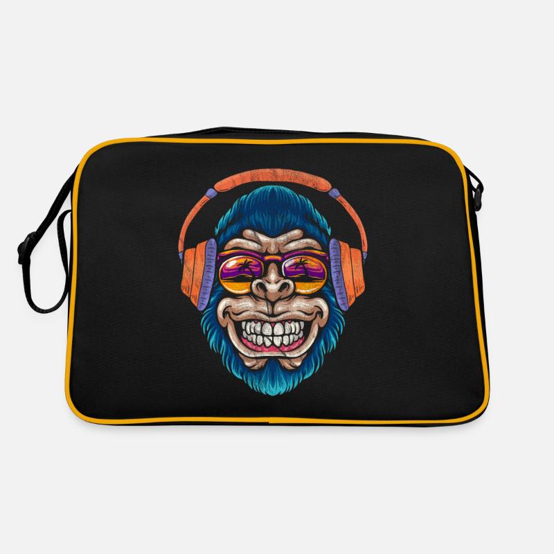 Monkey DJ Affe mit Kopfhörer Sonnenbrille Geschenk Retro Tasche