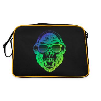 DJ Monkey Affe mit Kopfhörern Sonnebrille Affe - Retro Tasche - Schwarz/Gold - Hinten