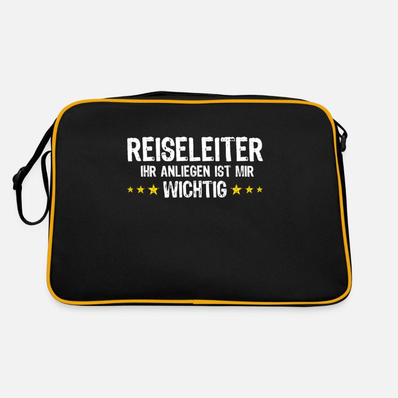 Reiseleiter Reiseführer Tour Guide - Retro Tasche - Schwarz/Gold