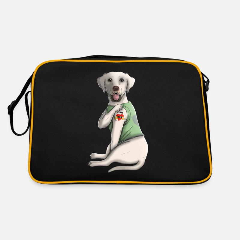 Ich liebe Mutter Tattoo Labrador Mutter Muttertagsgeschenk - Retro Tasche - Schwarz/Gold