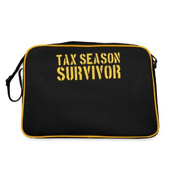 Steuersaisonüberlebende lustige Steuern - Retro Tasche - Schwarz/Gold - Hinten