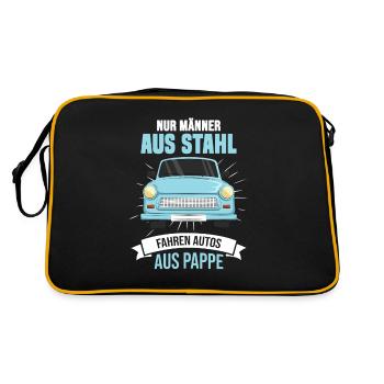 DDR Auto Osten Ossi Ostberlin Ostalgie Ostdeutsch - Retro Tasche - Schwarz/Gold - Hinten