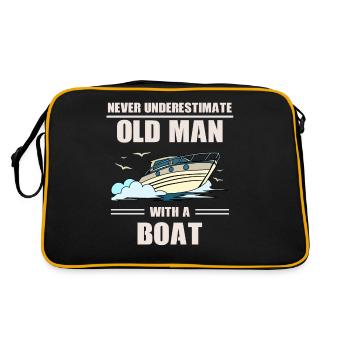 Unterschätze niemals einen alten Mann mit Boot - Retro Tasche - Schwarz/Gold - Hinten