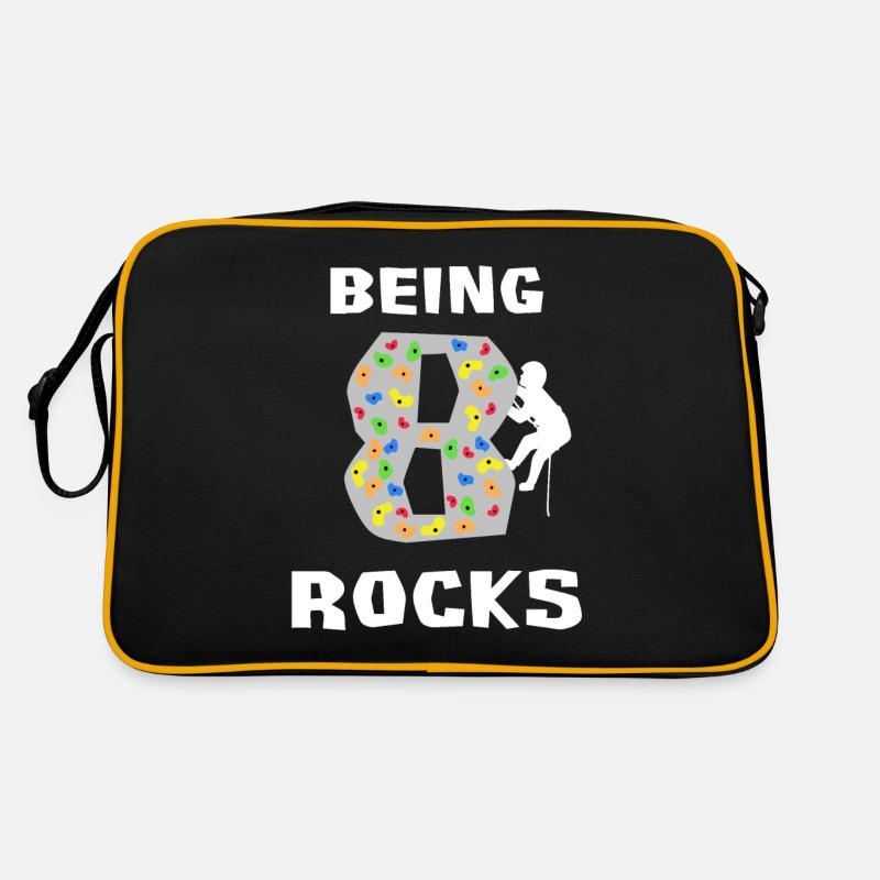 Als 8 Rocks Klettern Bouldern 8 .. - Retro Tasche - Schwarz/Gold