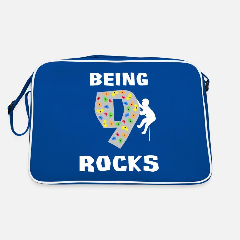 9 Felsen sein - Klettern 9. Geburtstagsgeschenk Retro Tasche