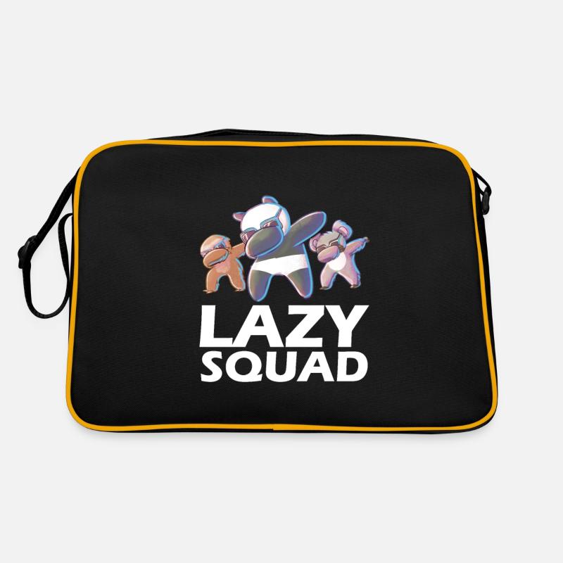 Lazy Squad - Dabbing Panda Sloth Koala Bear - Retro Bag - black/gold
