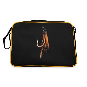 Fliegenfischen Fliegen Köder Zeichnung - Retro Tasche - Schwarz/Gold - Hinten