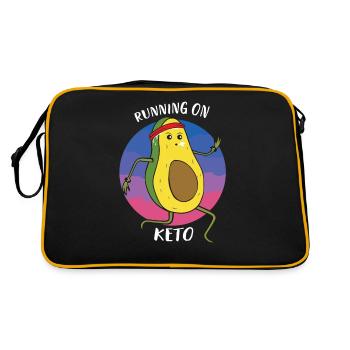 Keto Diet Avocado Cartoon Art - Retro Bag - black/gold - Back