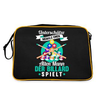 Lustig Spruch Billard Queue Billardkugel Geschenk - Retro Tasche - Schwarz/Gold - Hinten