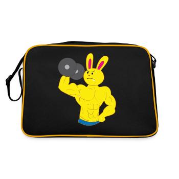 A tooth bunny bodybuilder bicep training barbell - Retro Bag - black/gold - Back