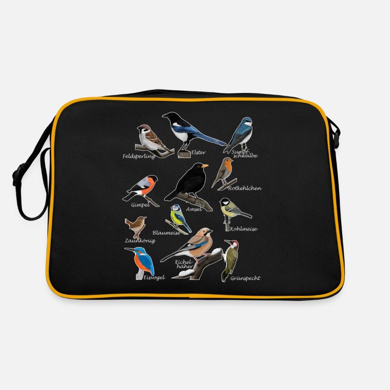 Gartenvögel Vogel Zeichnung Amsel Blaumeise Gimpel Retro Tasche