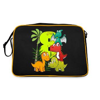 Garçon d'anniversaire de 8 ans huit 8. Dino T-Rex - Sac Retro - noir/or - Dos