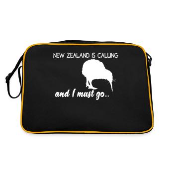 New Zealand is calling Kiwi Bird Neuseeland Travel - Retro Tasche - Schwarz/Gold - Hinten
