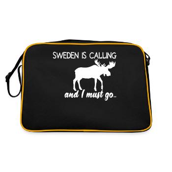 Schweden Urlauber Wanderer Skandinavien Reise Fans - Retro Tasche - Schwarz/Gold - Hinten