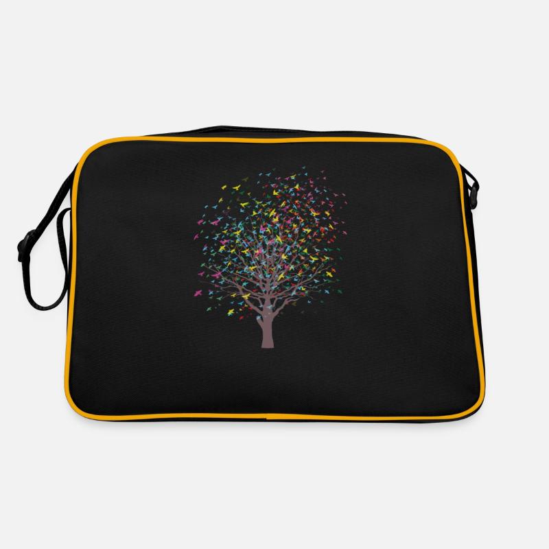 Arbre aux oiseaux - Sac Retro - noir/or