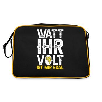 Elektriker Spruch Watt ihr volt ist mir egal? - Retro Tasche - Schwarz/Gold - Hinten